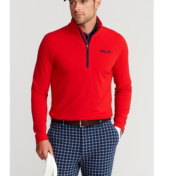 Ralph Lauren RLX Quarter-Zip Pullover Windbreaker Golf Jacket Red Men's Size L - Picture 1 of 11